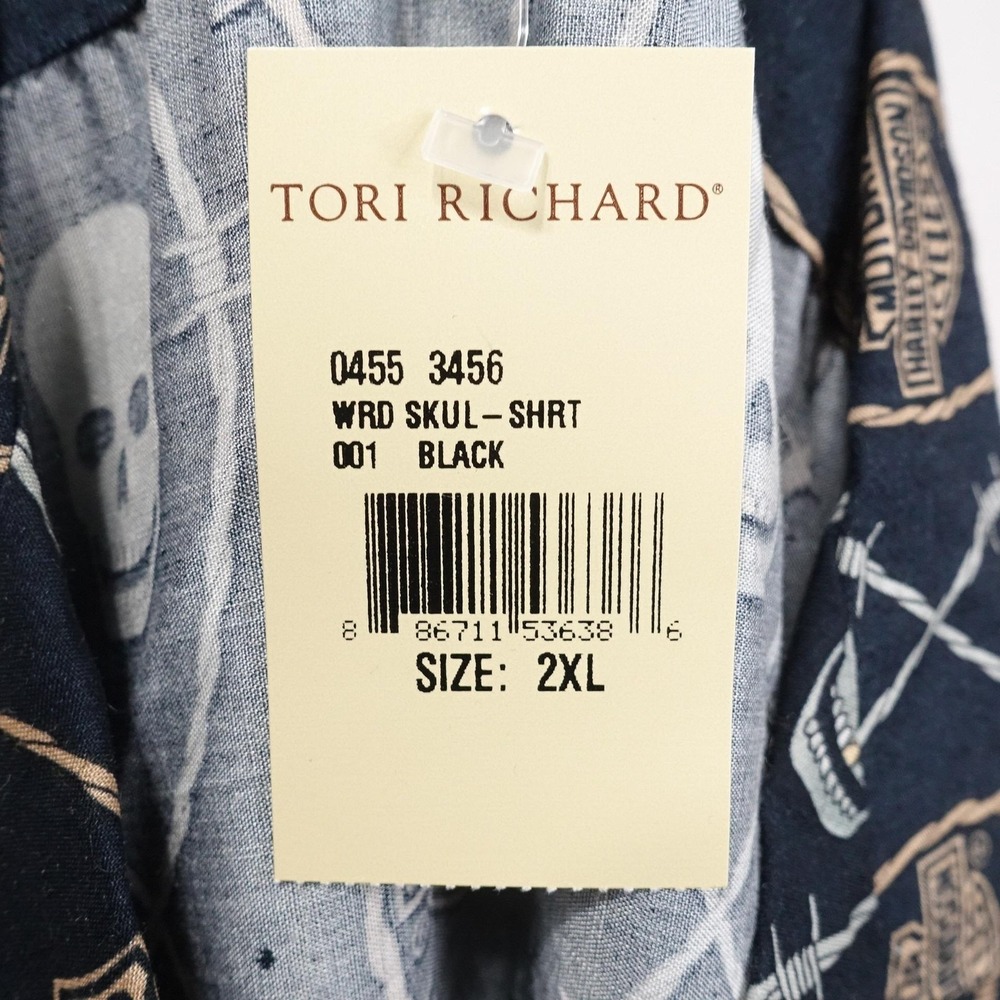 Harley-Davidson Shirt Mens 2XL Black Skull Hawaiian Button-Up Tori Richard - Picture 6 of 7